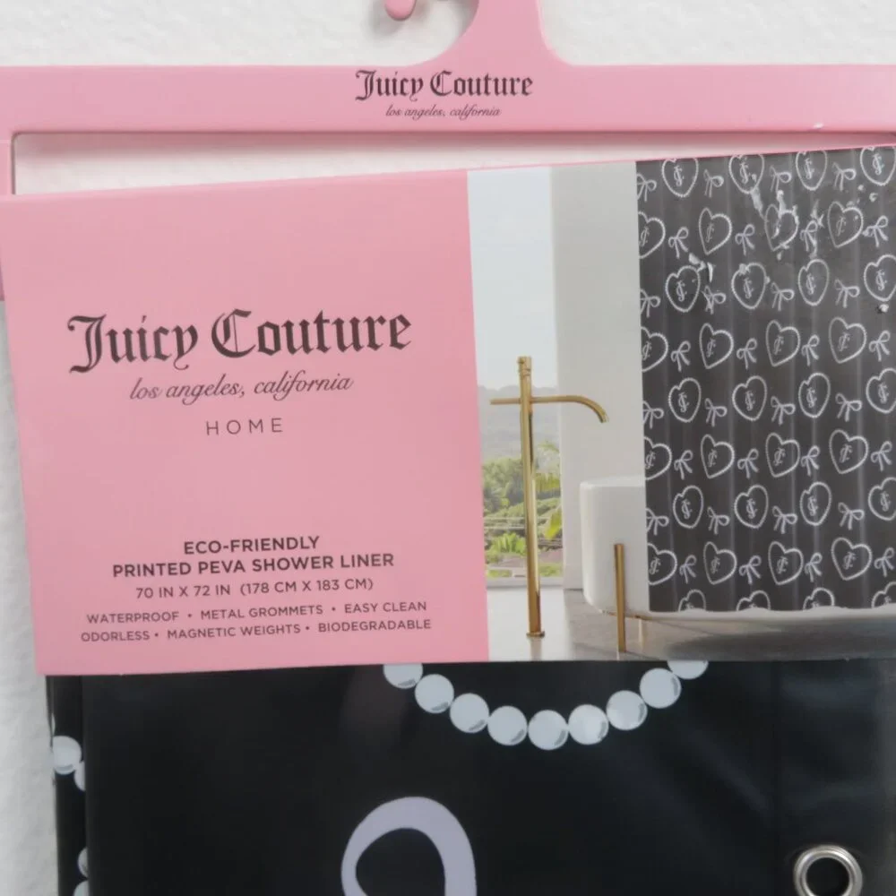 (#117) Juicy Couture Eco-Friendly PEVA Curtain Liner Shower Curtain 70 x 72